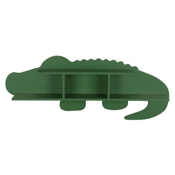 HomeRoots 11 in. Dark Green Alligator Modern Wall Shelf