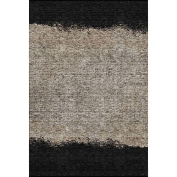 Mayfield Premium Machine Washable Abstract AMF2214 Black 3 ft. x 4 ft. Area Rug