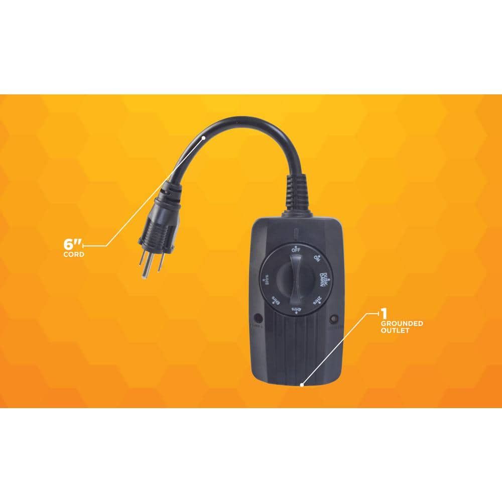 Black Outdoor Mechanical Light Sensor Timer with Photocell