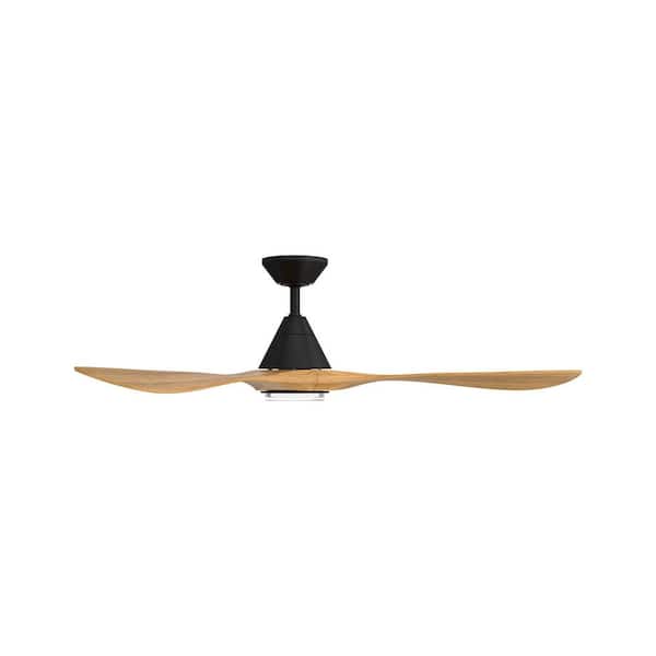 Carve 60 in. Smart Indoor/Outdoor Matte Black/Honey Oak Downrod Mount Standard Ceiling Fan 4CCT Integrated LED