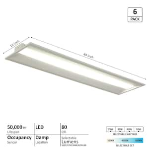 Modern 11.8 in. x 47.7 in. 6250/5000/3750/3125 Lumens Integrated LED Panel Light Selectable CCT 3500/4000/5000K (6-Pack)