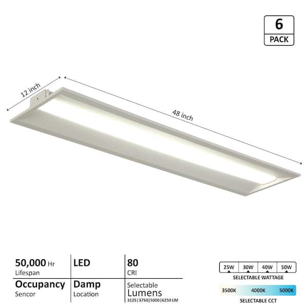 LNC 2 ft. x 4 ft. Center Basket LED Troffer Light 6250/5000/3750/3125 Lumens 3500/4000/5000K Panel Light (6-Pack)