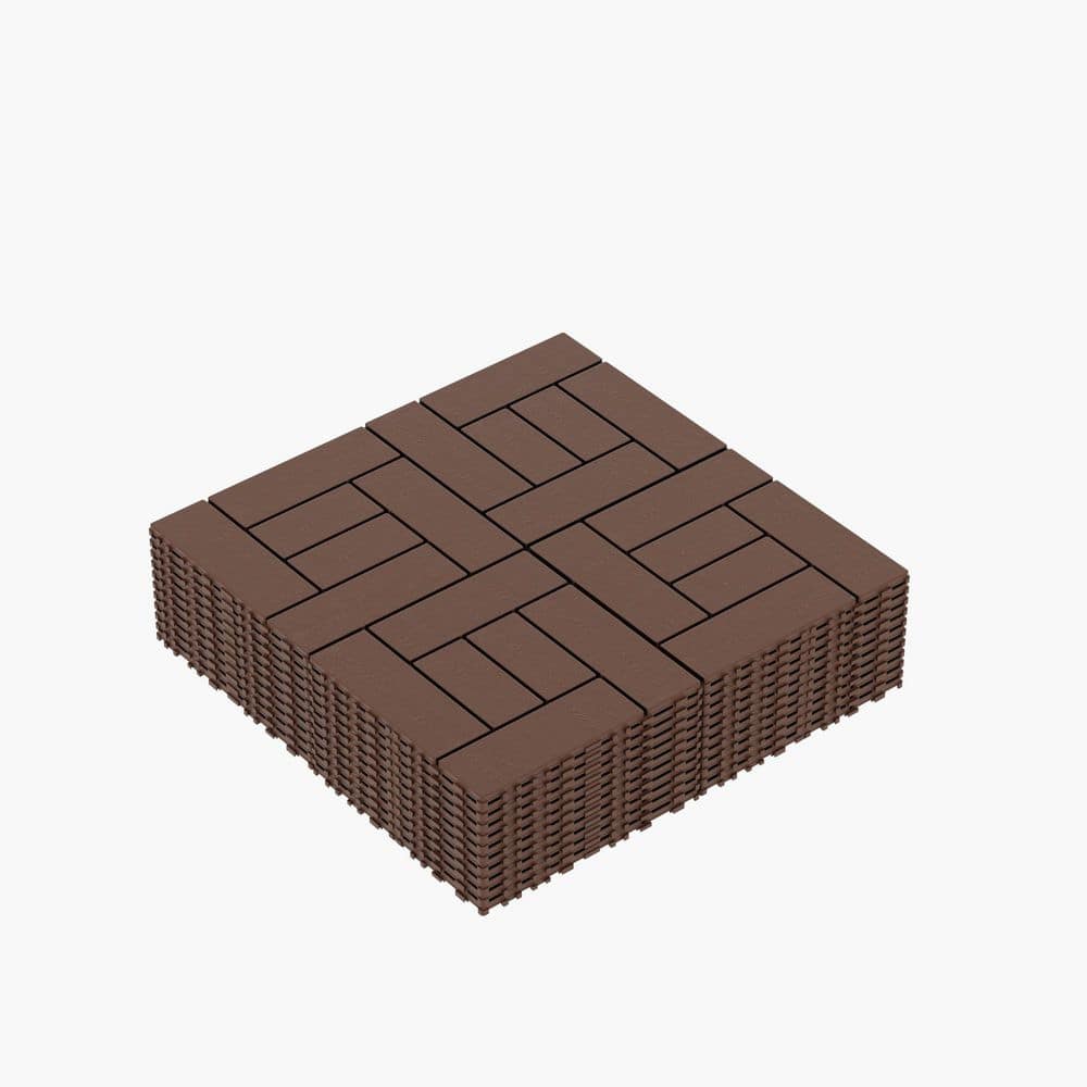 12 in. x 12 in. Square Interlocking Decking Tiles Composite Floor Tile for Porch Poolside, Red Brown (44-Pack) price history on PriceWatchPro