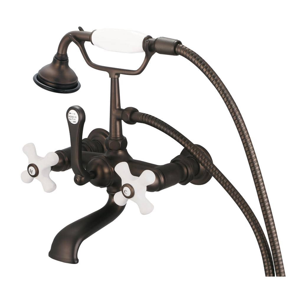 3-Handle Vintage Claw Foot Tub Faucet with Hand Shower and Porcelain Cross Handles in Oil Rubbed Bronze price history on PriceWatchPro