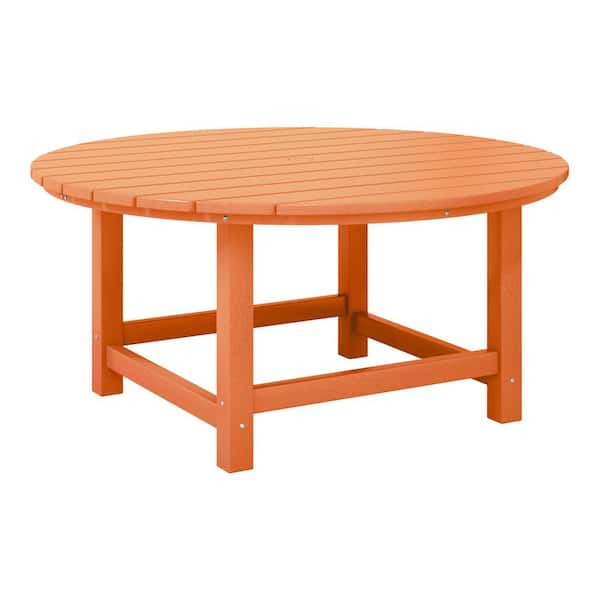WESTIN OUTDOOR Laguna Outdoor Patio All Weather Fade Proof 38 in. Round HDPE Plastic Conversation Coffee Table in Orange