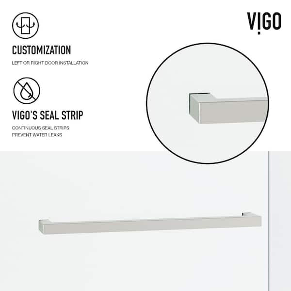 Houston 56 to 60 in. W x 66 in. H VMotion Sliding Frameless Tub Door in Stainless Steel with 3/8 in. (10mm) Clear Glass