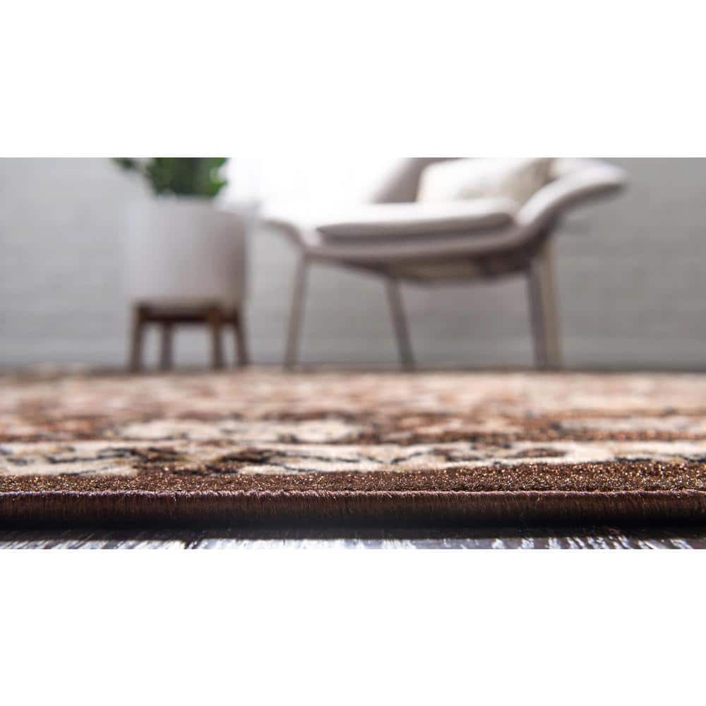 Handmade Espahan Brown Rectangular Easy-Care Area Rug