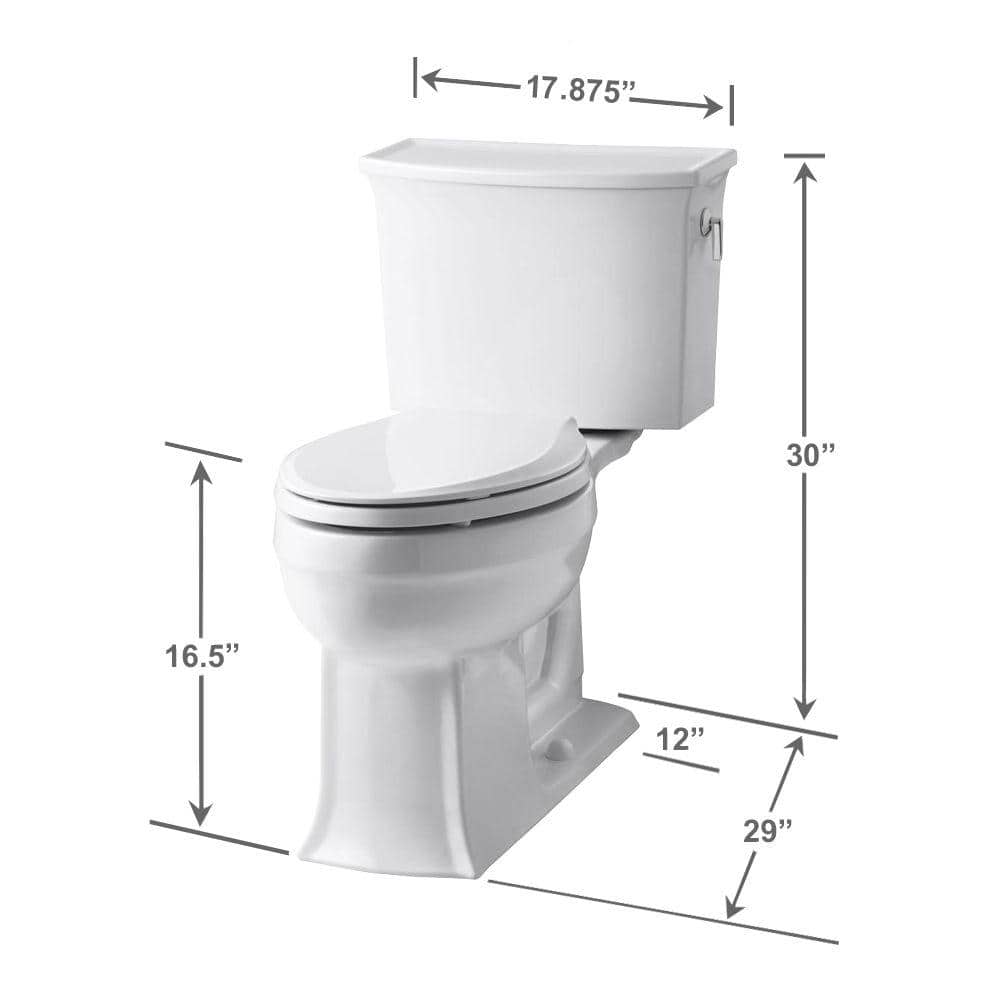 White Ceramic Elongated Two-Piece High Efficiency Toilet