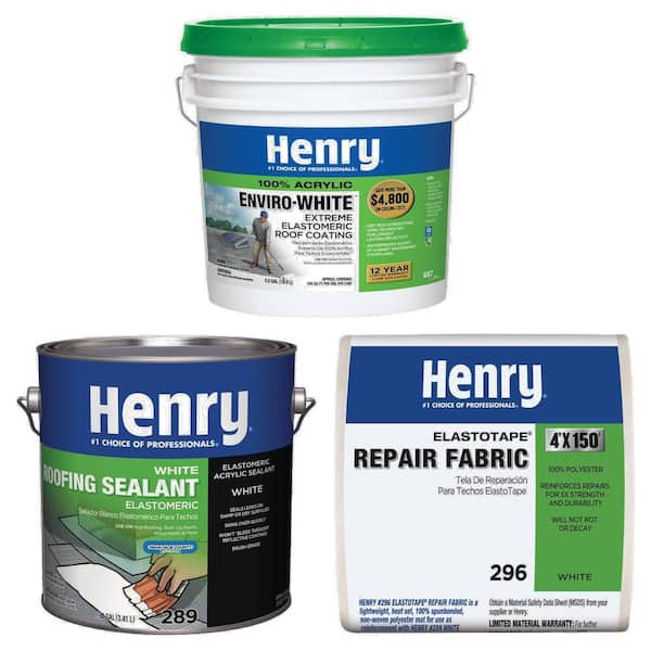 Enviro-White Roof Coating, Sealant, ElastoTape Combo