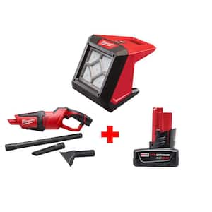 M12 12-Volt Lithium-Ion Cordless 1000 Lumens ROVER LED Compact Flood Light with M12 Compact Vacuum and 3.0 Ah Battery