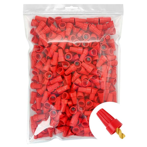 Ahfiwaso 300-Pieces AWG 18-10 Wire Caps Electrical Connectors, Cone-Shaped Insulating Insert Twist Nut w/Good Insulation, Red