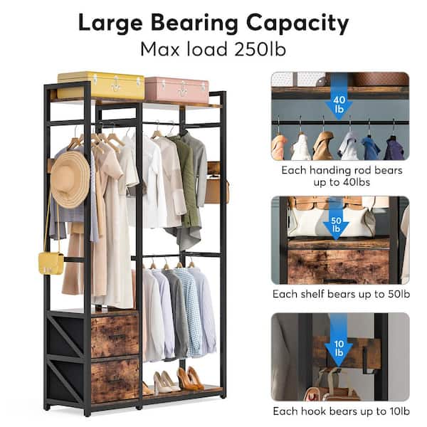 Freestanding Closet Organizer, Garment Rack with 2 Drawers
