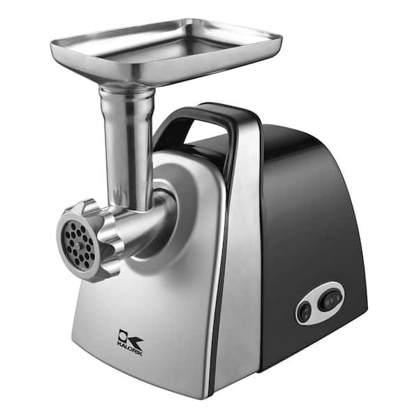 KALORIK 400 W Black Stainless Steel Electric Meat Grinder with Meat Pusher and 2 Sausage Fillers