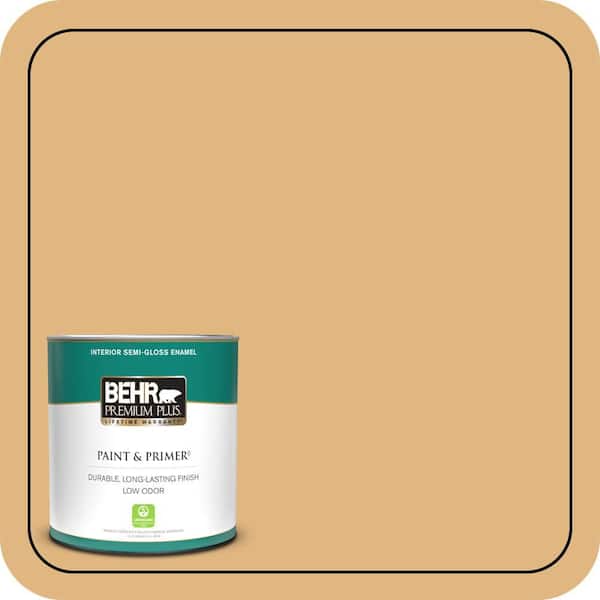 BEHR PREMIUM PLUS 1 qt. #M270-5 Beehive Semi-Gloss Enamel Low Odor Interior Paint & Primer