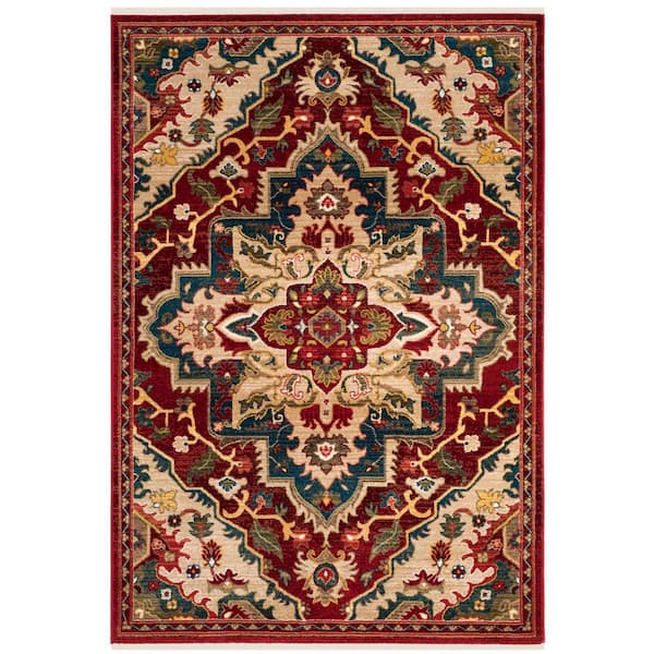 Kashan 7 ft. x 9 ft. Red/Beige Medallion Area Rug