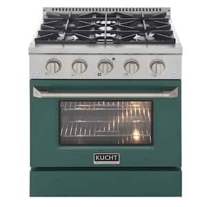 30 in. 4.2 cu. ft. Dual Fuel Range with Gas Stove and Electric Oven with Convection Oven in Green