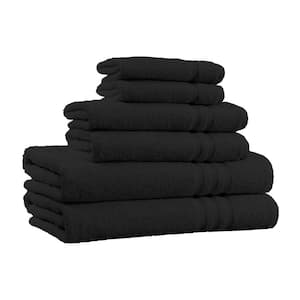 6-Piece Black Extra Soft 100% Egyptian Cotton Bath Towel Set