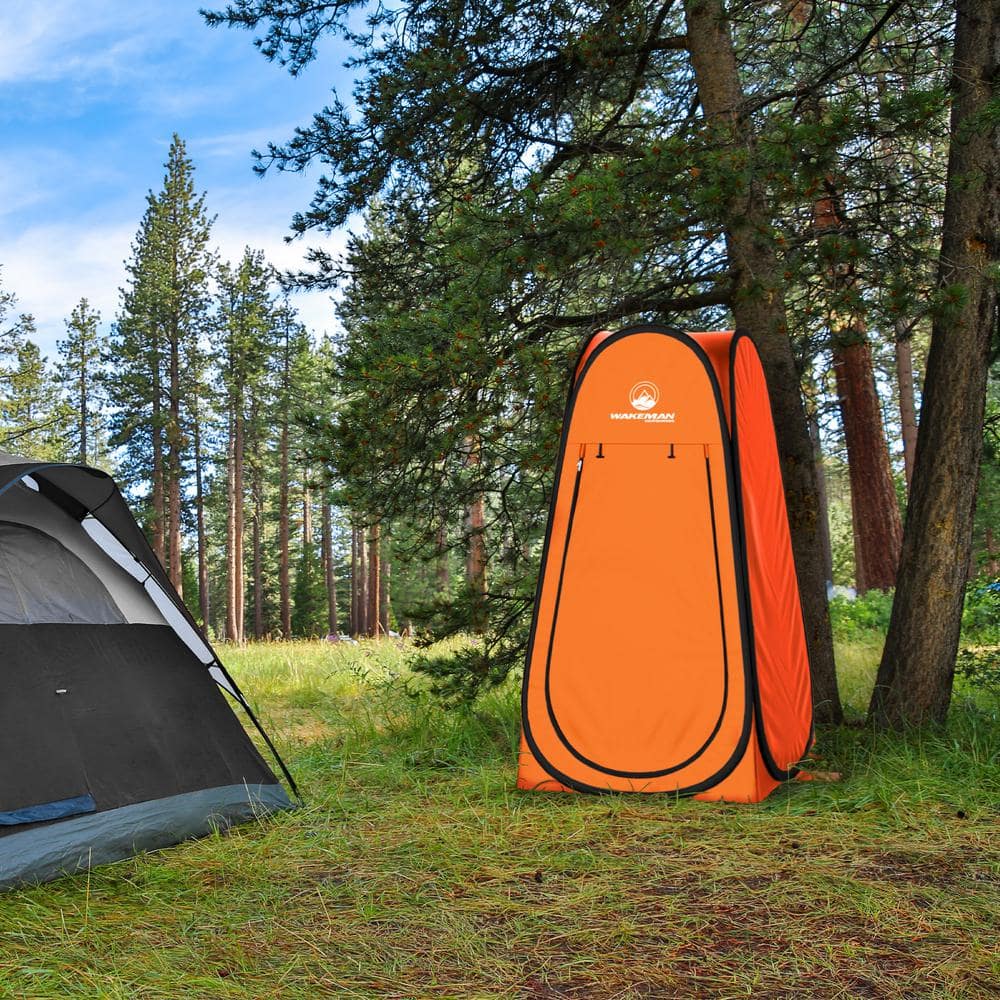 Wakeman Outdoors 3.3 ft. x 3.3 ft. Pop Up Privacy Tent, Orange