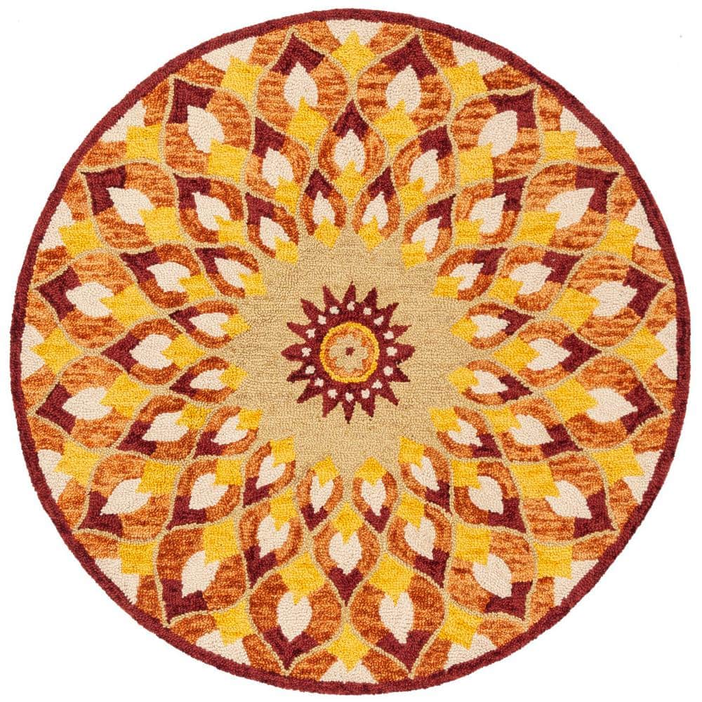 Handmade Multicolor Floral Wool Round Tufted Area Rug