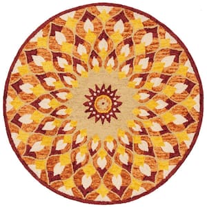 Novelty Rust/Gold 5 ft. x 5 ft. Round Border Area Rug