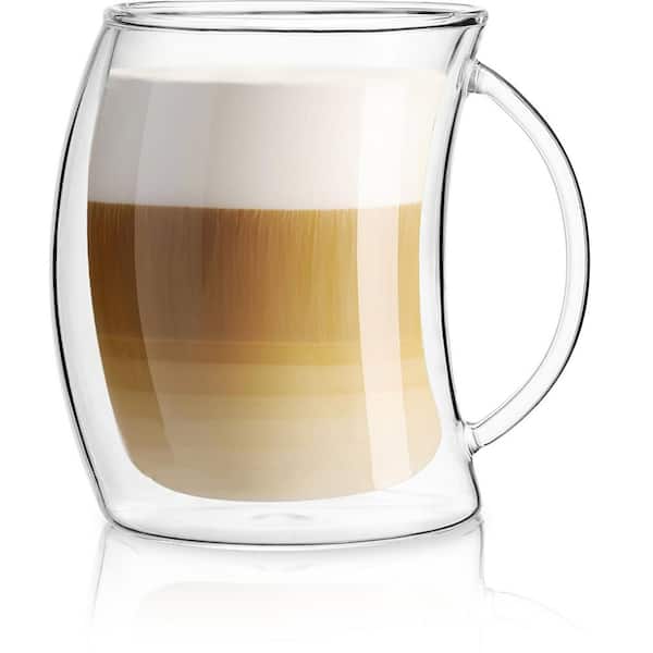 JoyJolt Caleo Double Wall Insulated Latte Glasses, Set of 4 - Clear