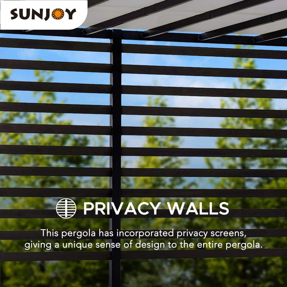Sunjoy 10' x 12' Black Steel Pergola with White Canopy