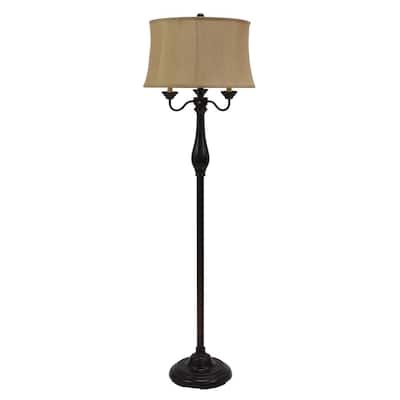 Abigail 63 in. Oil Rubbed Bronze Floor Lamp with Linen Shade