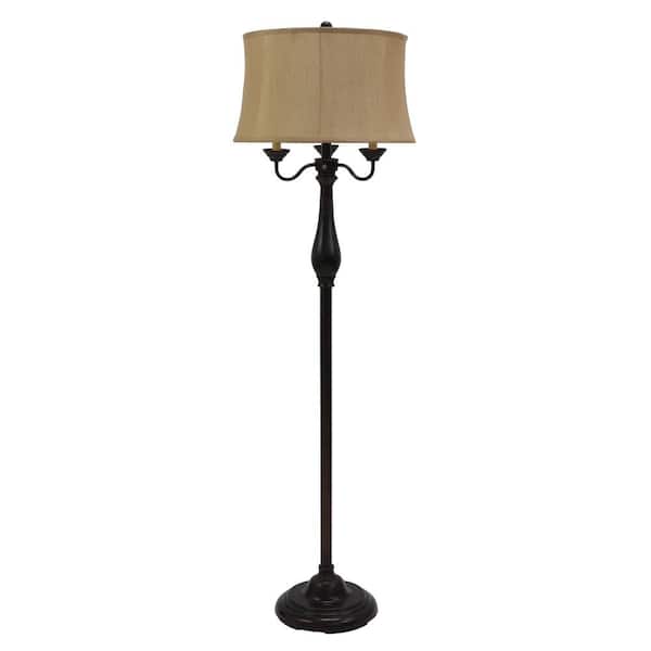 Decor Therapy Abigail 63 in. Oil Rubbed Bronze Floor Lamp with Linen Shade