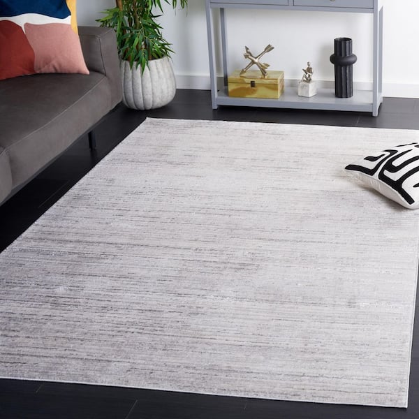 Hanna 4 ft. x 6 ft. Ivory/Light Gray Distressed Striped Area Rug