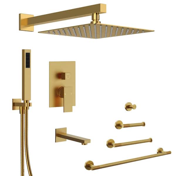 GRANDJOY Morvix 10 in. Single Handle 3-Spray Tub and Shower Faucet