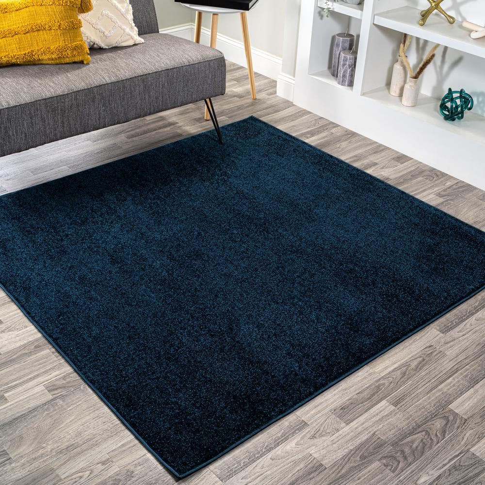 JONATHAN Y Haze Solid Low-Pile Navy 5 ft. Square Area Rug, Blue