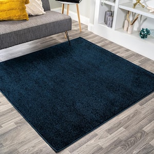 Haze Solid Low-Pile Navy 5 ft. Square Area Rug