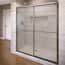 Sliding Shower Door, 59" X 71.5", Brushed Nickel, Blackout Glass, Explosion Proo