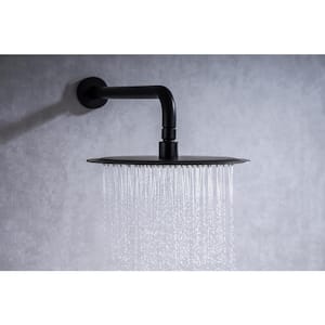 Mondawell Round 1-Spray Patterns 10 in. Wall Mount Rain Fixed Shower Head with Valved Included in Matte Black