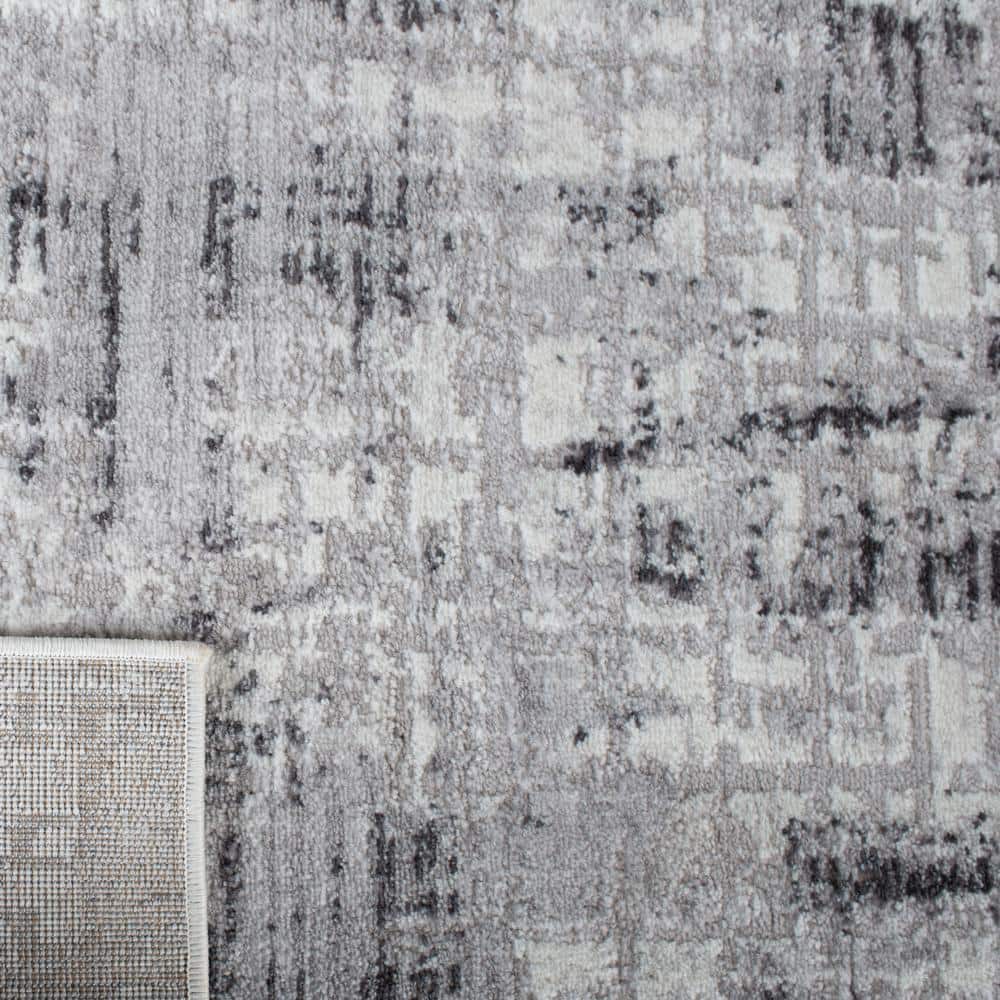 Gray and Charcoal Rectangular Synthetic Area Rug