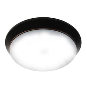 13 in. 180-Watts Transitional Oil-Rubbed Bronze Integrated LED Flush Mount with Frosted Glass Shade