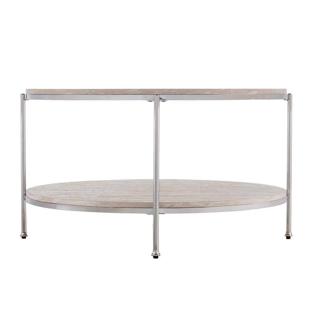 Kaitlyn 34 in. Chrome Medium Round Resin Coffee Table with Shelf price history on PriceWatchPro
