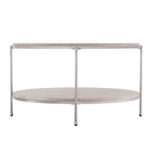 Kaitlyn 34 in. Chrome Medium Round Resin Coffee Table with Shelf