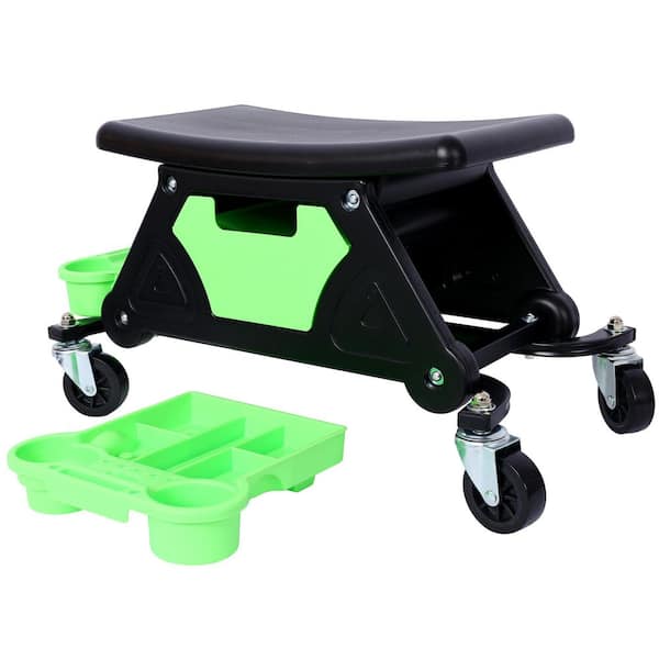 Mechanic Stool 300 lbs. Capacity Garage Stool, Heavy Duty Rolling Seat, with Three Slide Out Tool Trays and Drawer
