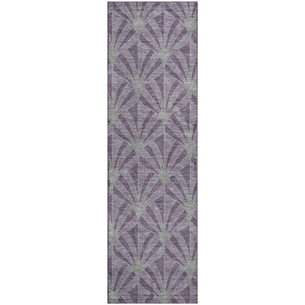 Mayfield Premium Machine Washable Abstract AMF2426 Purple 2 ft. x 7 ft. Runner Rug