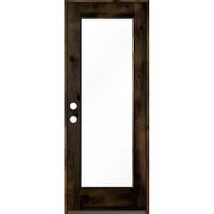 30 in. x 80 in. Rustic Knotty Alder Full-Lite Right-Hand/Inswing Clear Glass Black Stain Single Wood Prehung Front Door