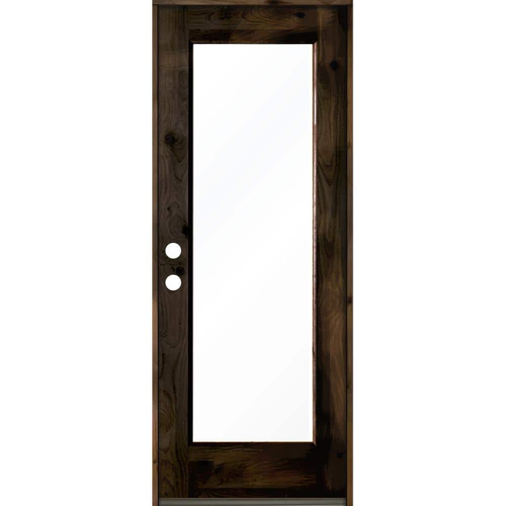 32 in. x 80 in. Rustic Knotty Alder Full-Lite Right-Hand/Inswing Clear Glass Black Stain Single Wood Prehung Front Door price history on PriceWatchPro