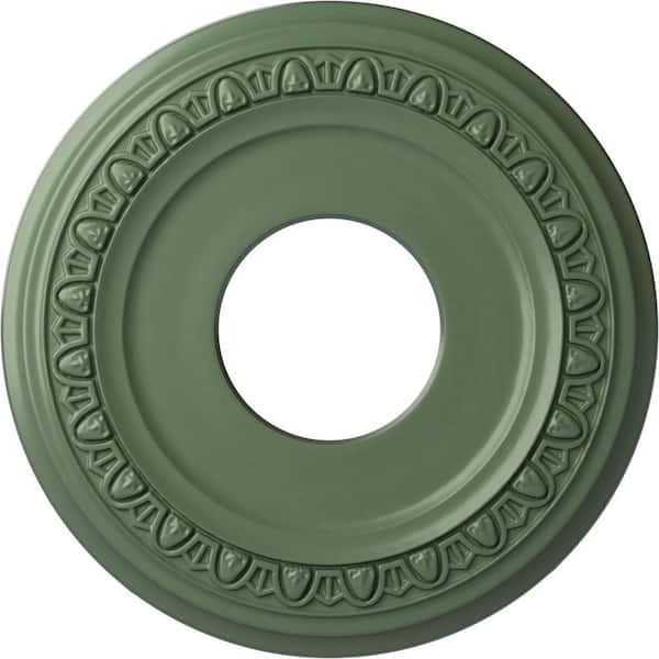 Ekena Millwork 1-1/8" x 12-1/4" x 12-1/4" Polyurethane Jackson Ceiling Medallion, Hand-Painted Athenian Green