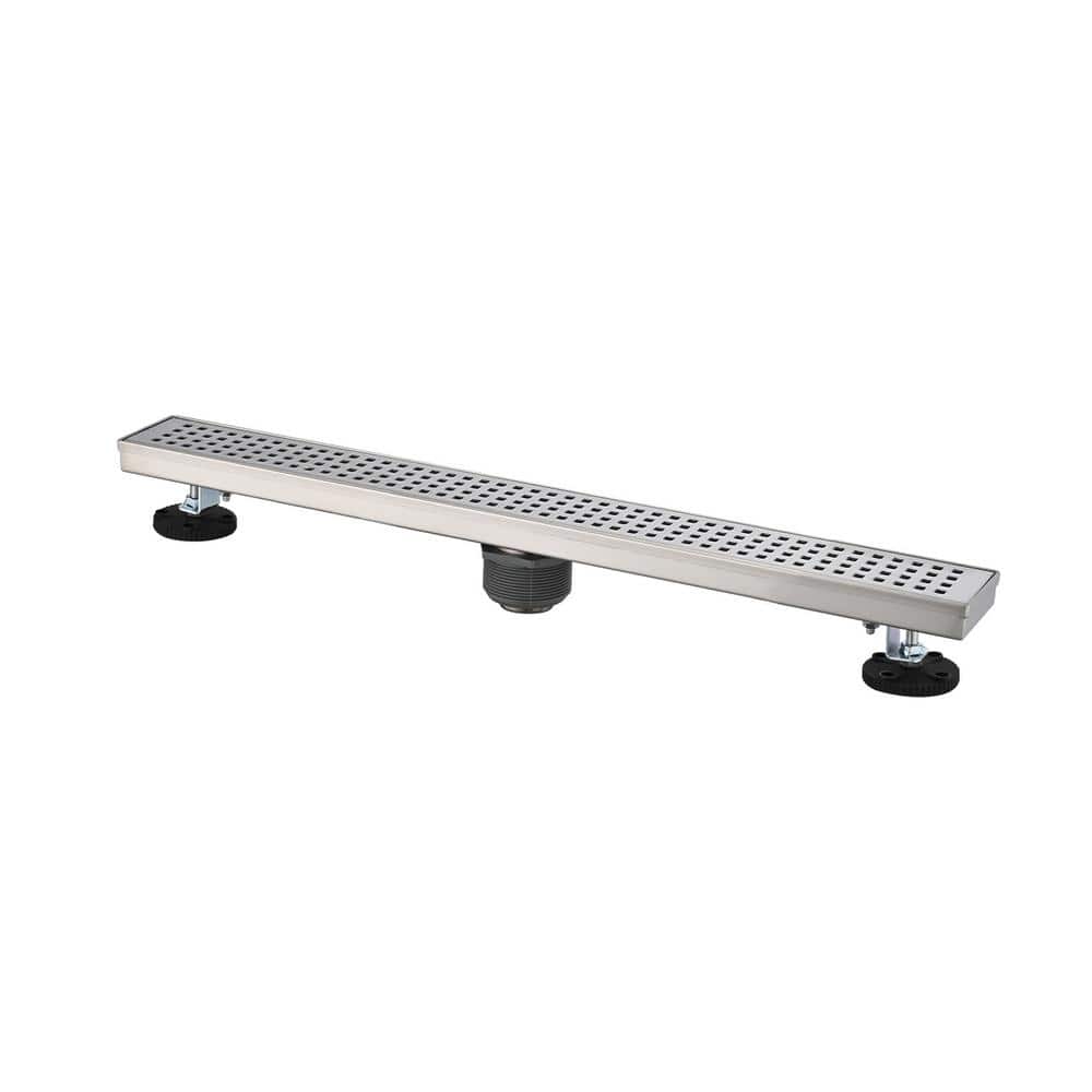 30 in. Linear Shower DRain Stainless Steel Shower Floor DRain with Hair StRainer and Leveling Feet in Brushed Nickel price history on PriceWatchPro