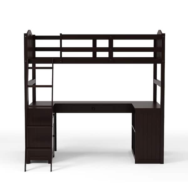 Furniture of America Tellurium Dark Walnut Wood Twin Loft Bed