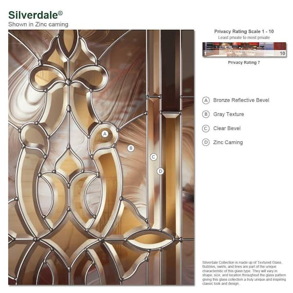 Feather River Doors 63.5 in.x81.625in.Silverdale Zinc 3/4 Oval Lt Stained  Chestnut Mahogany Rt-Hd Fiberglass Prehung Front Door w/Sidelites 712791-3A3