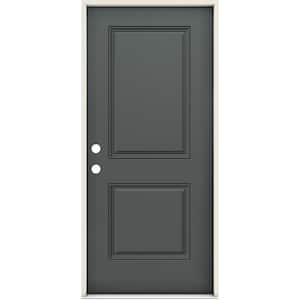 Smooth-Pro 36 in. x 80 in. 2-Panel Right-Handed Slate Fiberglass Prehung Front Door with 4-9/16 in. Jamb Size