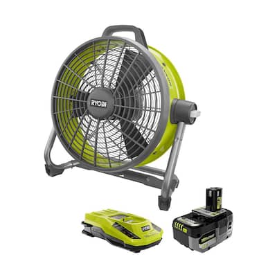 ONE+ 18V Cordless Hybrid 18 in. Air Cannon Drum Fan with 4.0 Ah Battery and 18V Charger