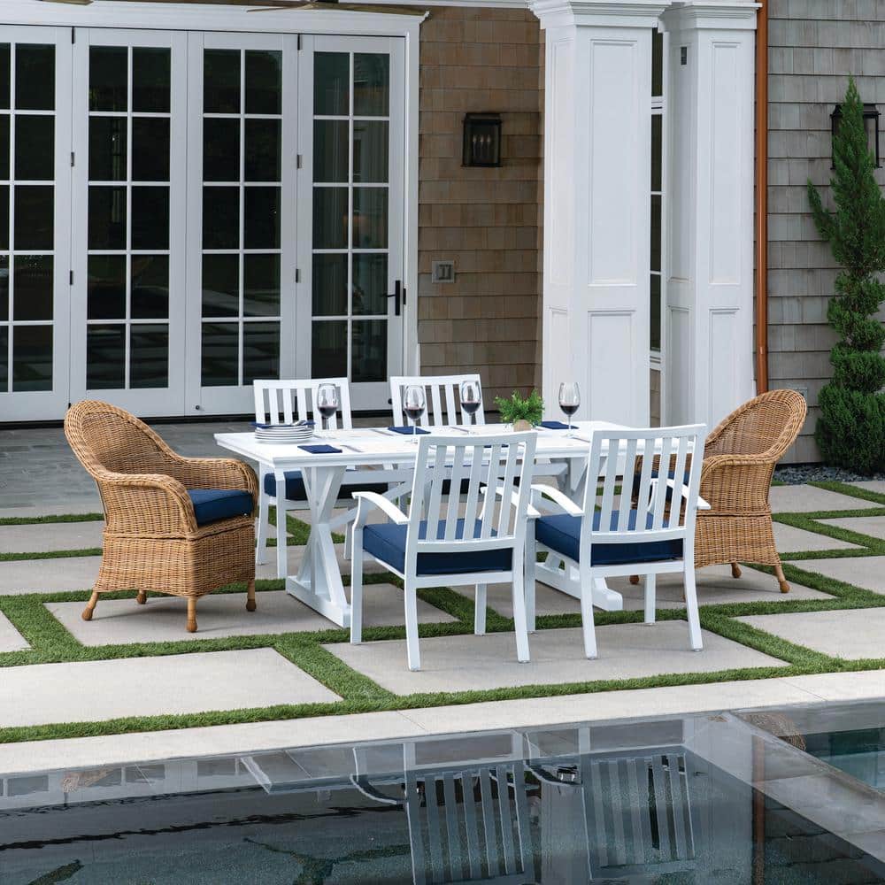 Royal Garden St. Martin White 7Piece Wicker and Aluminum Outdoor