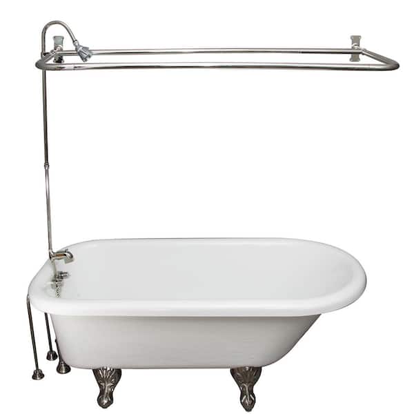 Barclay Products 5.6 ft. Acrylic Ball and Claw Feet Roll Top Tub in White with Polished Chrome Feet